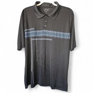 X-PBX Pro Men's Black Modern Geometric Stripe Polo Shirt Size XL Casual Golf